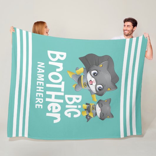 Big Brother Superheld Cat Illustratie Aangepaste n Fleece Deken (In situ)