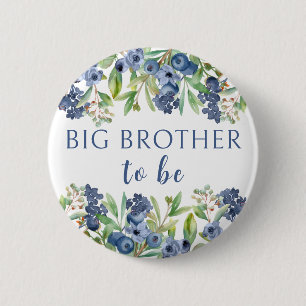 Big brother to be blueberry baby shower knop ronde button 5,7 cm