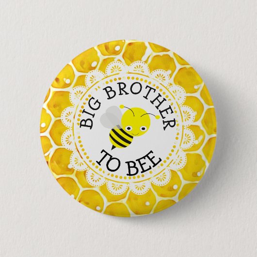 Big Brother to Bee Baby shower Button (Voorkant)