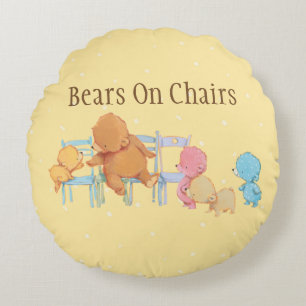 Big Brown Beer & Friends Share Four Chairs Rond Kussen