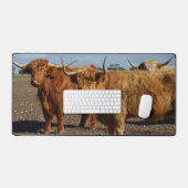 Big Brown Highland Koeien, Desk Mat (Keyboard & Muis)