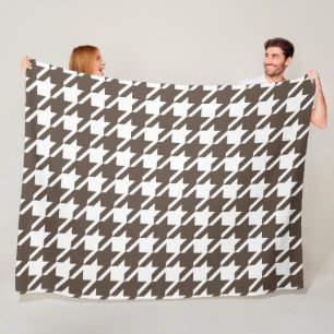 Big Brown Houndstooth Fleece Blanket Deken