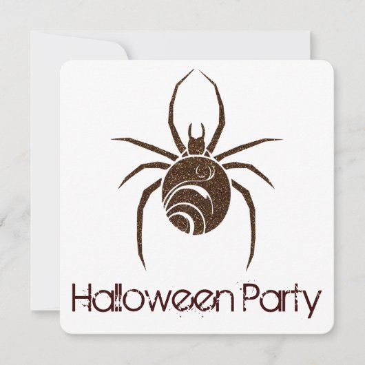 Big Brown Spider Halloween Party Invitation 2 (Devant)