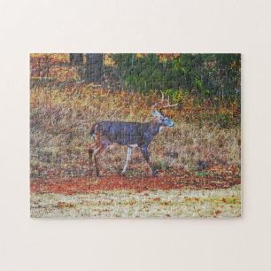 Big Buck Herten Wandelen in een Meadow Art Puzzel Legpuzzel