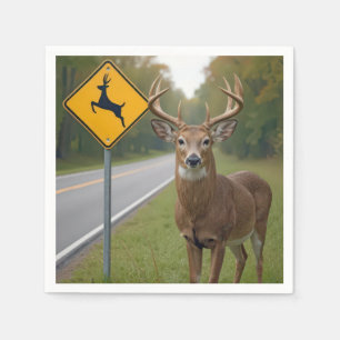 Big Buck Posing door een herten kruising teken Servet
