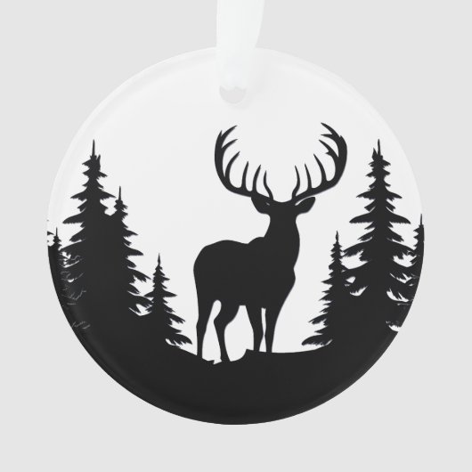 Big Buck Tussen Pine Tree Vector Ornament (voorkant)