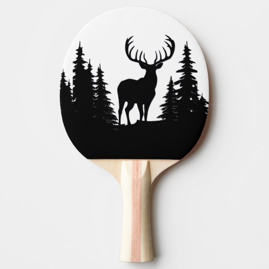 Big Buck Tussen Pine Tree Vector Tafeltennisbatje (Voorkant)