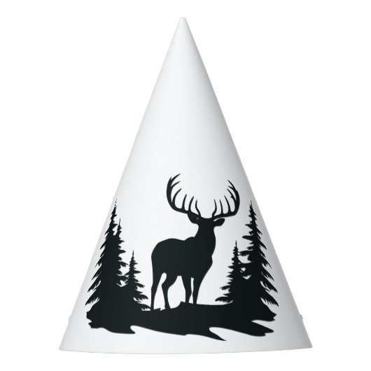 Big Buck Tussen Pine Trees Vector Feesthoedjes (Voorkant)