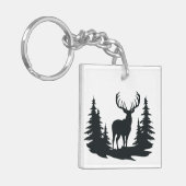 Big Buck Tussen Pine Trees Vector Sleutelhanger (Voorkant Links)