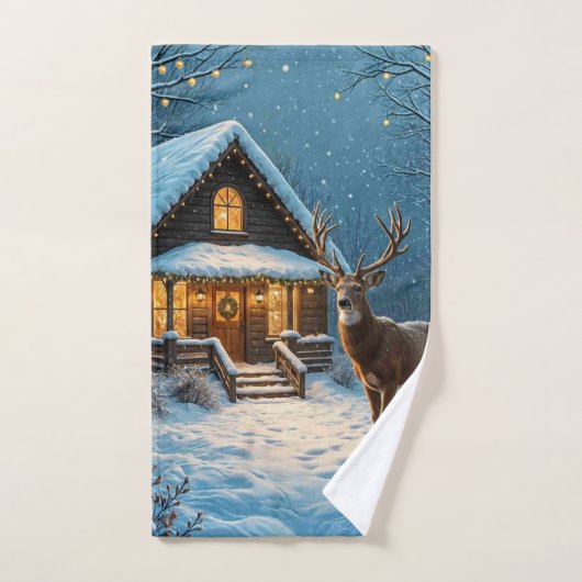 Big Buck's Snowy Christmas Visit (Serviette à main)