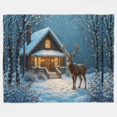  Big Buck's Snowy Christmas Visit Fleece Deken (Voorkant (Horizontaal))