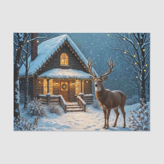  Big Buck's Snowy Christmas Visit Tissuepapier (Voorkant)