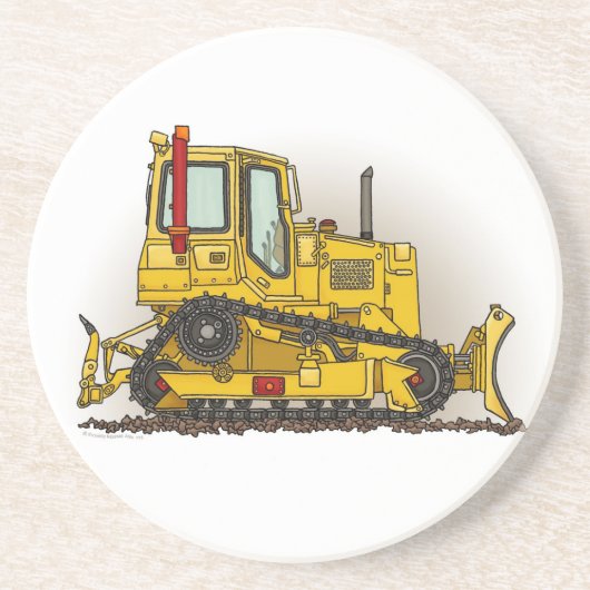 Big Bulldozer Dozer Zandsteen Onderzetter (Voorkant)