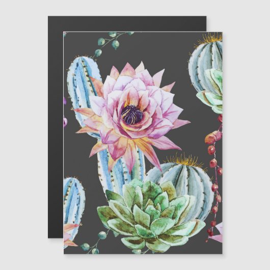 Big Cactus Pattern Magnetische Uitnodiging (Voorkant / Achterkant)