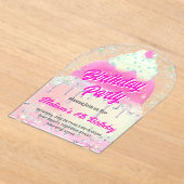 big cake design birthday party acryl uitnodigingen (Laagn)