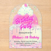big cake design birthday party acryl uitnodigingen (Voorkant)