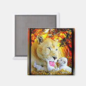 Big Cat-modellen: leeuwen en kubussen 01 Magneet (Voorkant / Achterkant)