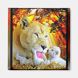 Big Cat-modellen: leeuwen en kubussen 01 Magneet