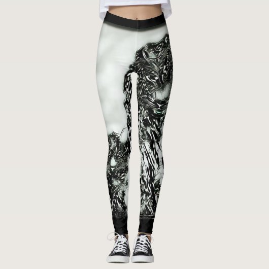 Big Cat-modellen: Magnified Snow Leopard & Cub 01- Leggings (Voorkant)