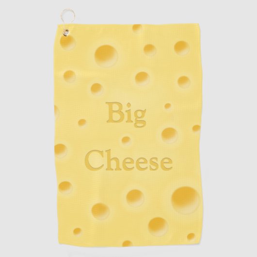 "Big Cheese" Creamy Yellow Cheese met Holes Golfhanddoek (Voorkant)