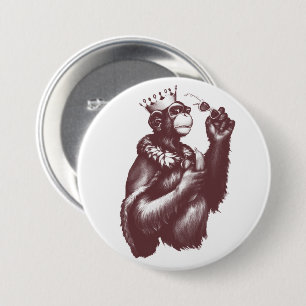 Big Chimpin' (zwart-wit) Ronde Button 7,6 Cm