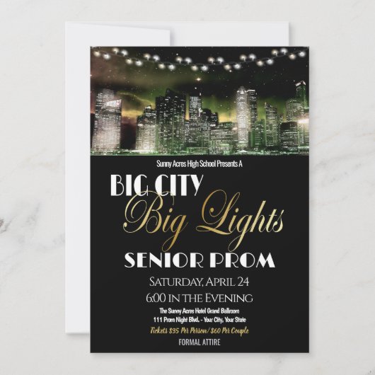 Big City Big Lights Prom High School Invitation (Devant)