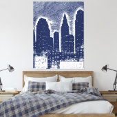 Big City Night Lights stadsgezicht skyline Canvas Afdruk (Insitu (Slaapkamer))
