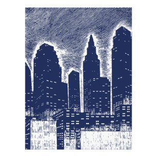 Big City Night Lights stadsgezicht skyline Foto Afdruk