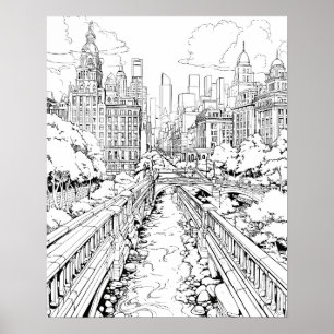 Big City Park Kleurplaat Poster