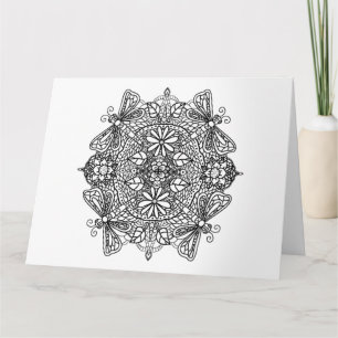 Big Color Me Verjaardag Kaart Dragonflies en Flowe