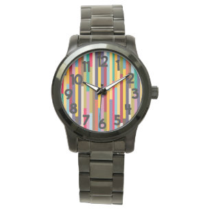 Big Colorful Stripes Horloge