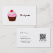 Big Cupcake & Cherry Waterverf Chic Bakery Visitekaartje (Voorkant / Achterkant)
