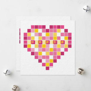 Big Cupid Pixel Heart Feestdagenkaart