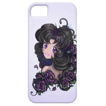 Big Cute Anime Eyes and Flowers (iphone 5 hoesje)