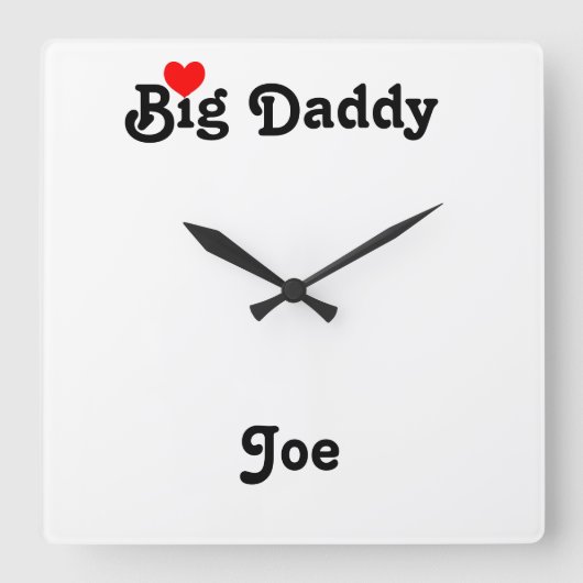Big Daddy avec le coeur rouge Carré Horloge murale (Recto)