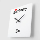 Big Daddy avec le coeur rouge Carré Horloge murale (Angle)