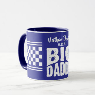 Big Daddy met jouw naam in witte tekst MARINEBLAU Mok