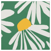 Big Daisy Groen Wit Geel Patroon Stof (Close Up)