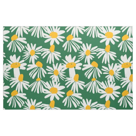 Big Daisy Groen Wit Geel Patroon Stof (Fat Quarter)
