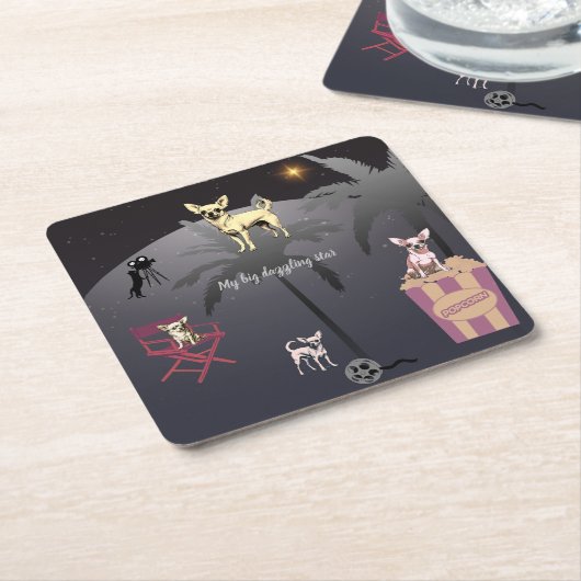 Big Dazzling Star Vierkante Kartonnen Onderzetter (Schuin)