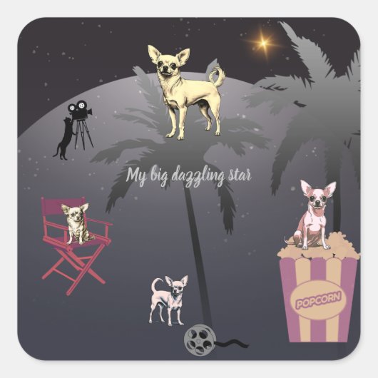 Big Dazzling Star Vierkante Sticker (Voorkant)