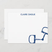 Big Dee Snaffle Bit Horse Notecard - Marine Bedankkaart (Voorkant / Achterkant)