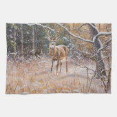 Big Deer Buck dans Neige Chute Art Serviette de cu (Horizontal)