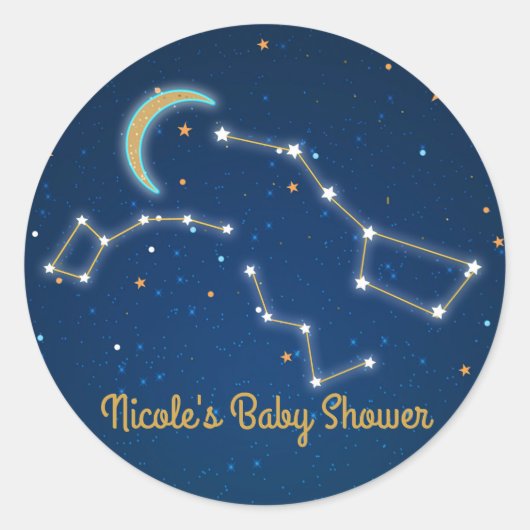 Big Dipper Star Gazing Constellation Celestial Ronde Sticker (Voorkant)
