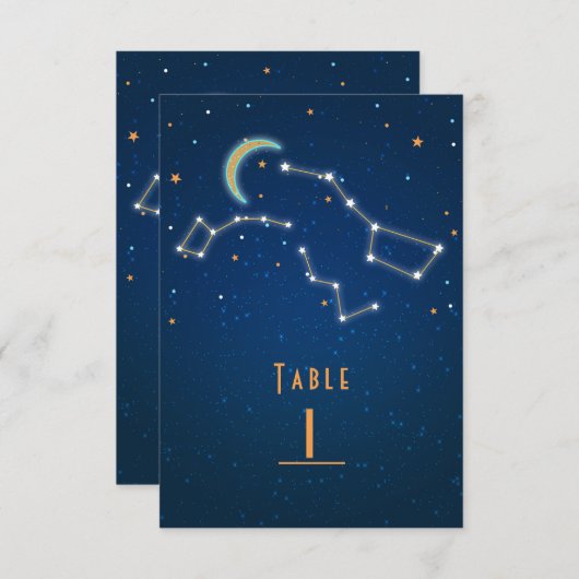 Big Dipper Star Gazing Constellation Table Number Kaart (Voorkant / Achterkant)