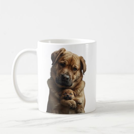 Big Dog Comforts Crying Tiny Puppy Mug (Gauche)