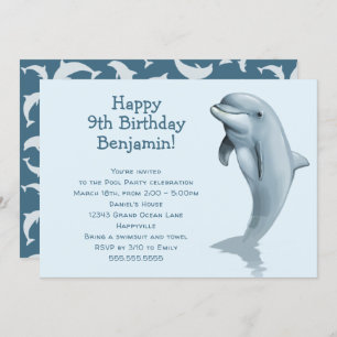 Big Dolphin Kids Birthday Party Kaart