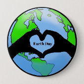 Big Earth Day Hands Heart Button (Voorkant)