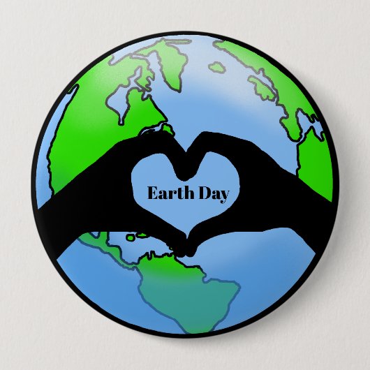 Big Earth Day Hands Heart Button (Voorkant)