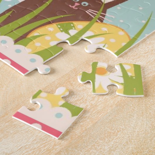 Big Easter set met schattig chocoladekonijn Legpuzzel (Zijkant)